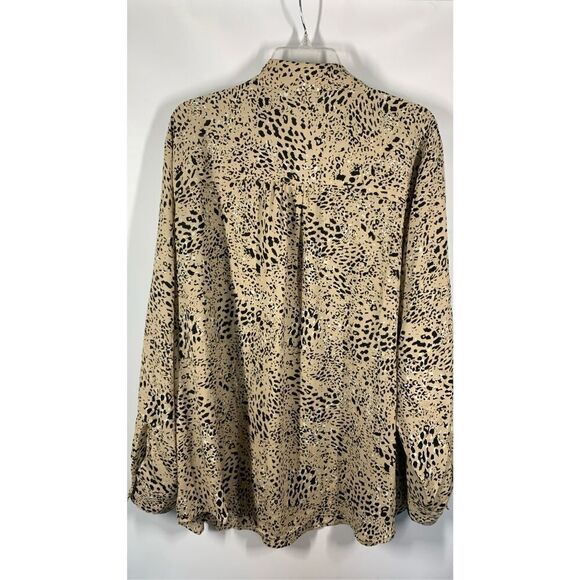 Maurices Womens Animal Print Long Sleeve Button Down Shirt Tan And Black Size 3X - Picture 8 of 8